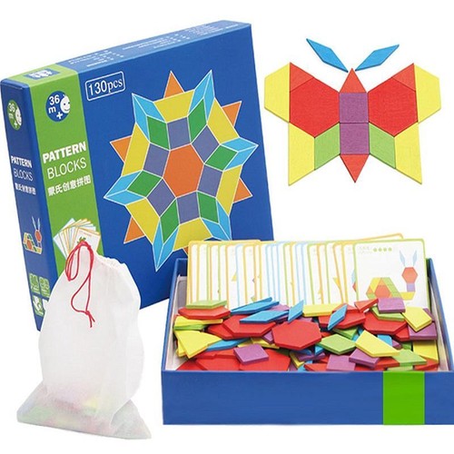 wooden pattern blocks and boards